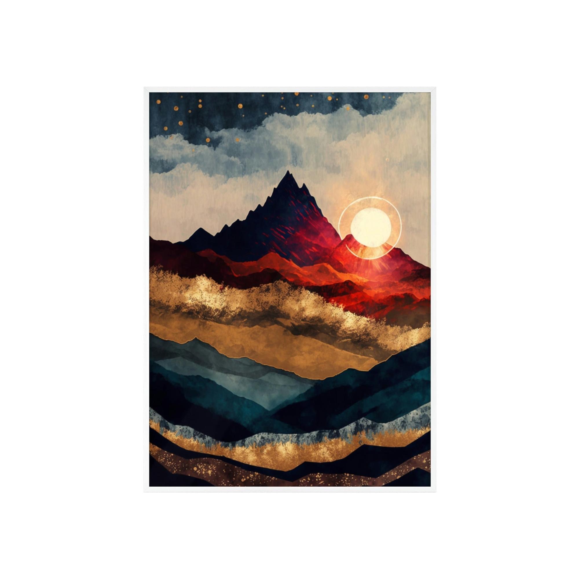 Abstract Landscape Luminous Vista: A Canvas Print of an Abstract Landscape at Sunset
