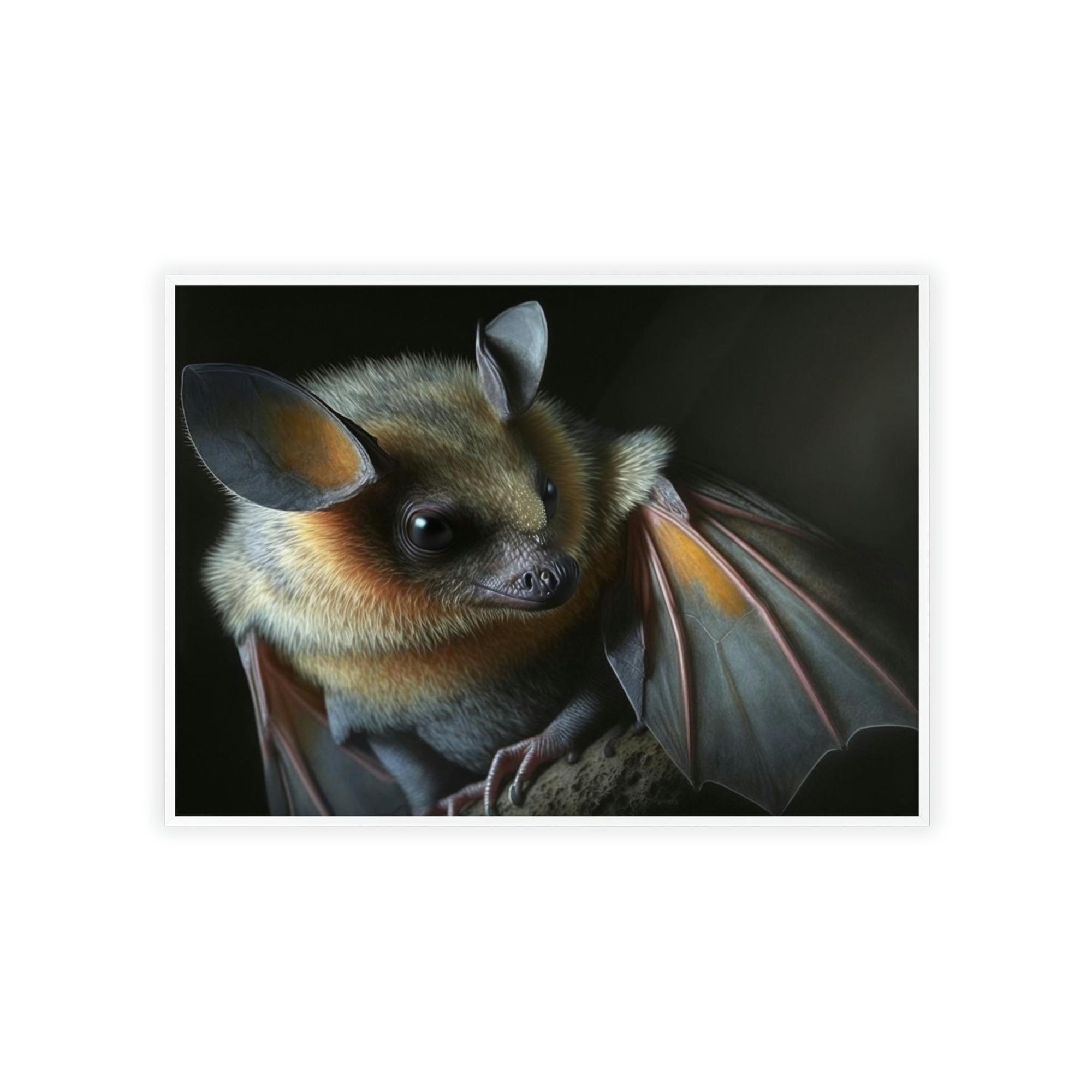 Bats The Elusive Hunter: Framed Canvas & Poster Print of a Bat in Action