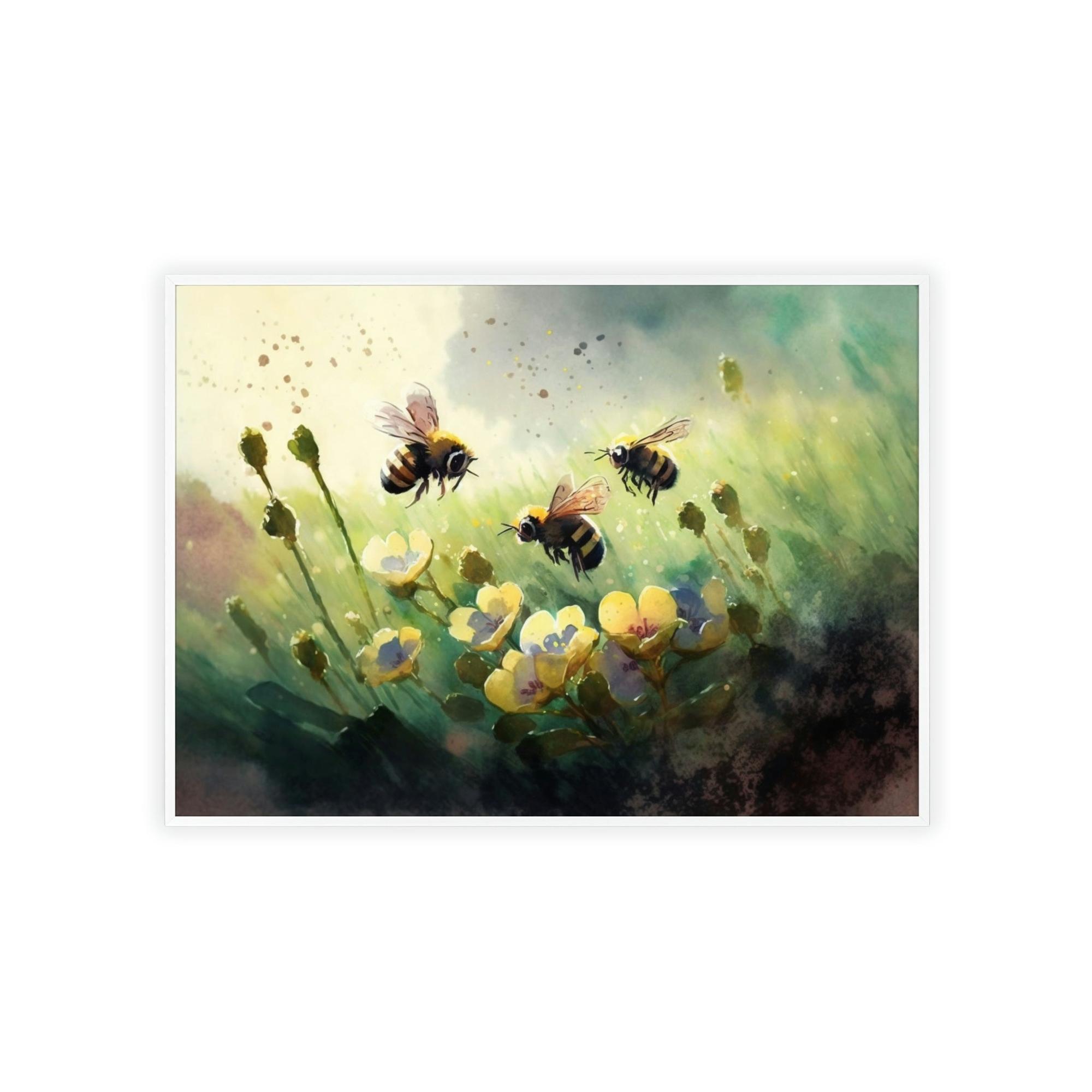 Bees Pollinator Paradise: A Poster & Canvas Print of a Garden Teeming with Bees