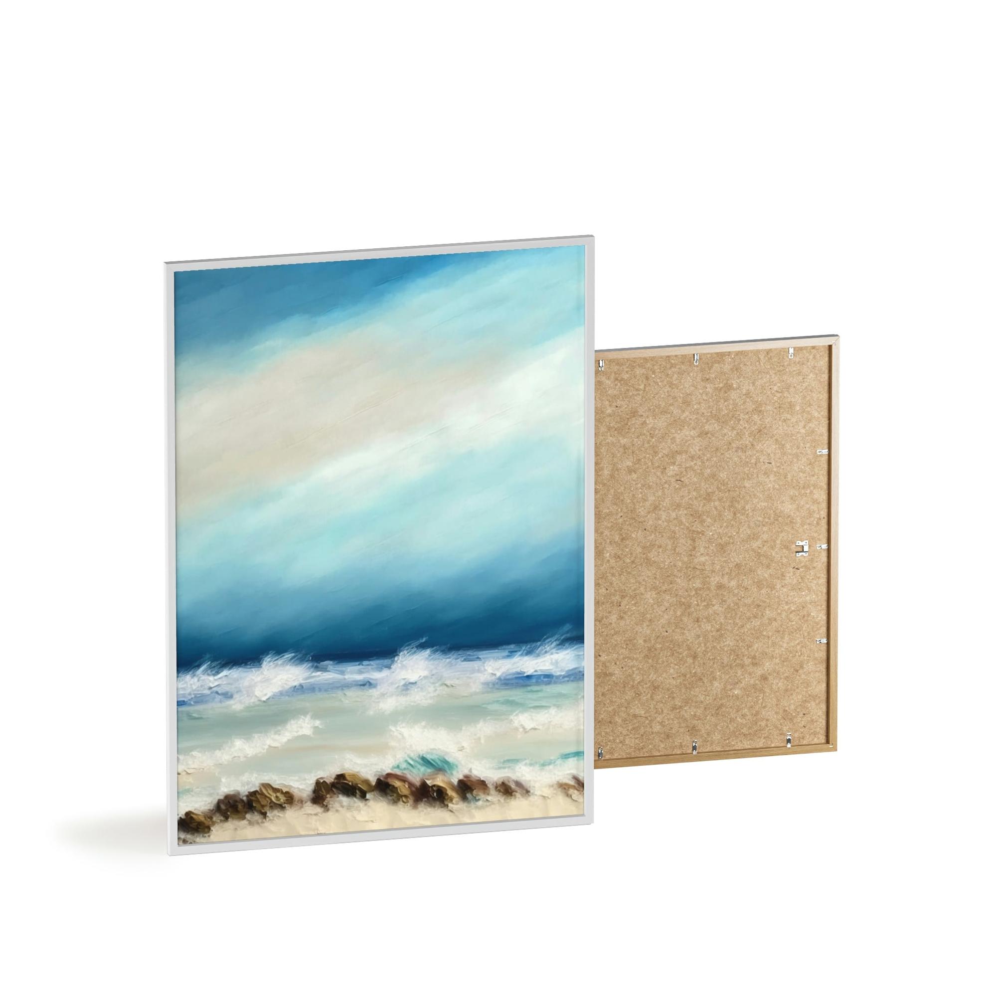 Abstract Coastal Framed Canvas & Poster Print of Abstract Waves: A Coastal Symphony