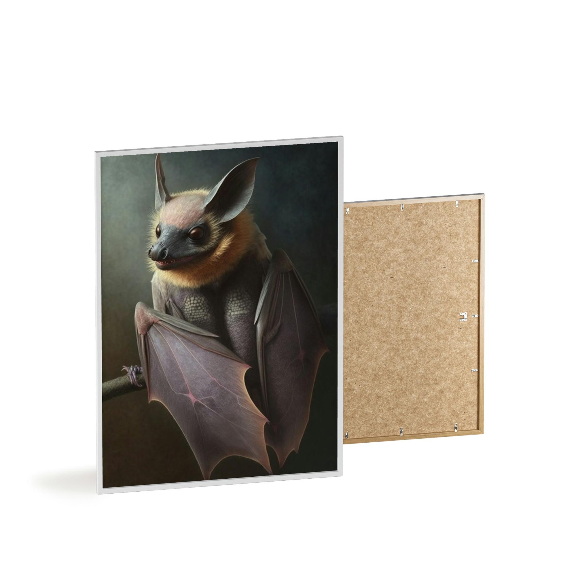 Bats In the Shadows: Poster & Canvas Art Print of a Single Bat in the Dark