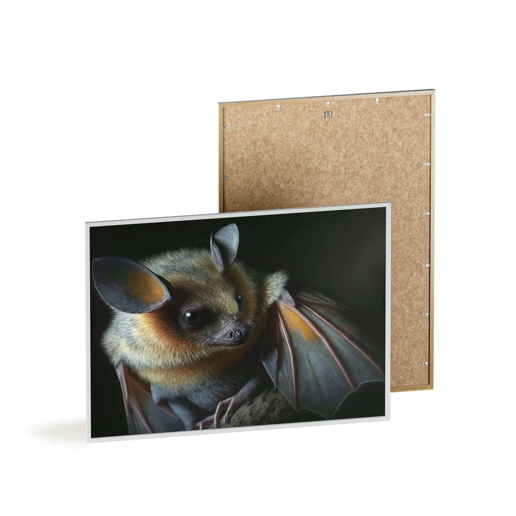 Bats The Elusive Hunter: Framed Canvas & Poster Print of a Bat in Action