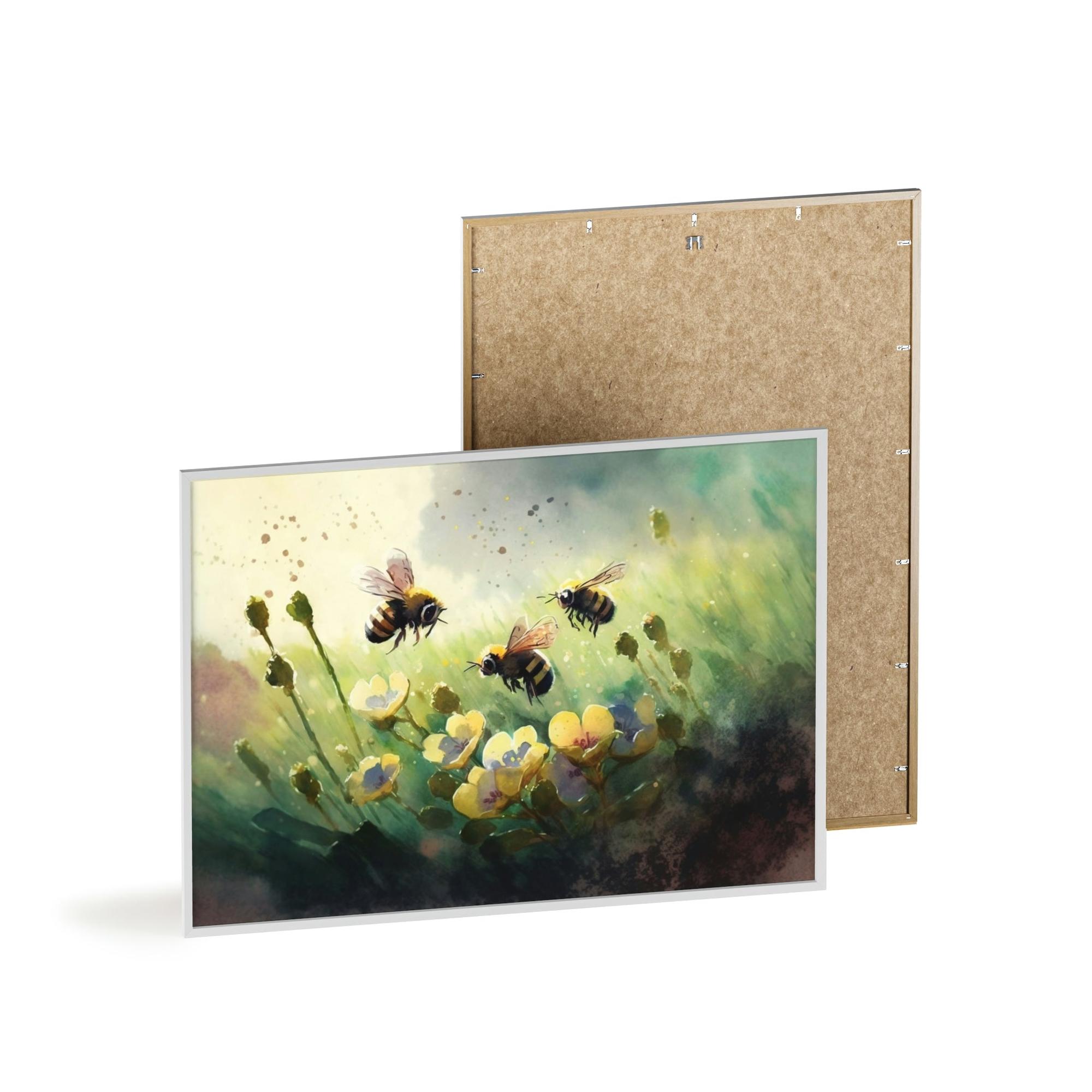 Bees Pollinator Paradise: A Poster & Canvas Print of a Garden Teeming with Bees