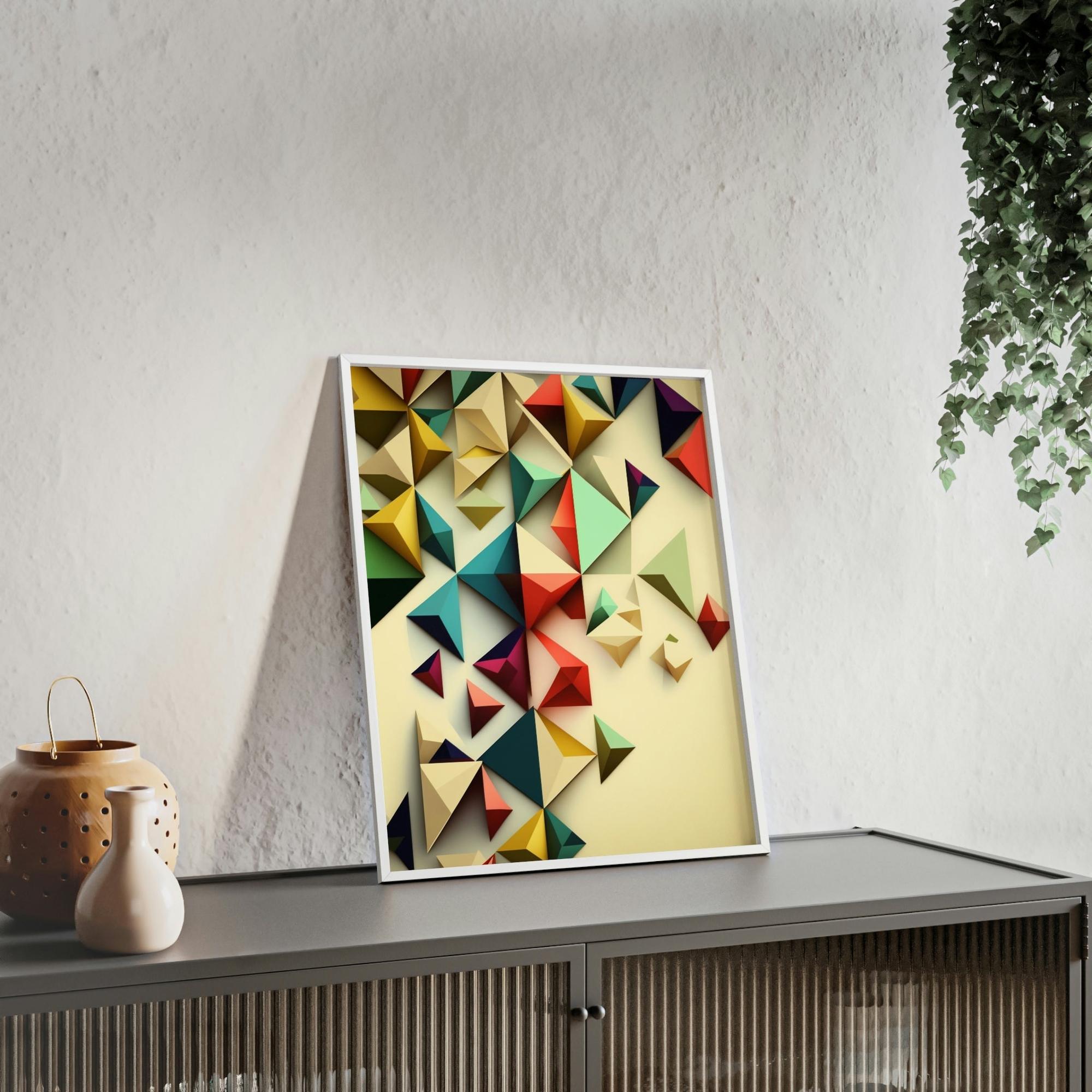 Abstract Geometric Framed Canvas & Poster Print of Geometric Artwork: A Fusion of Shapes
