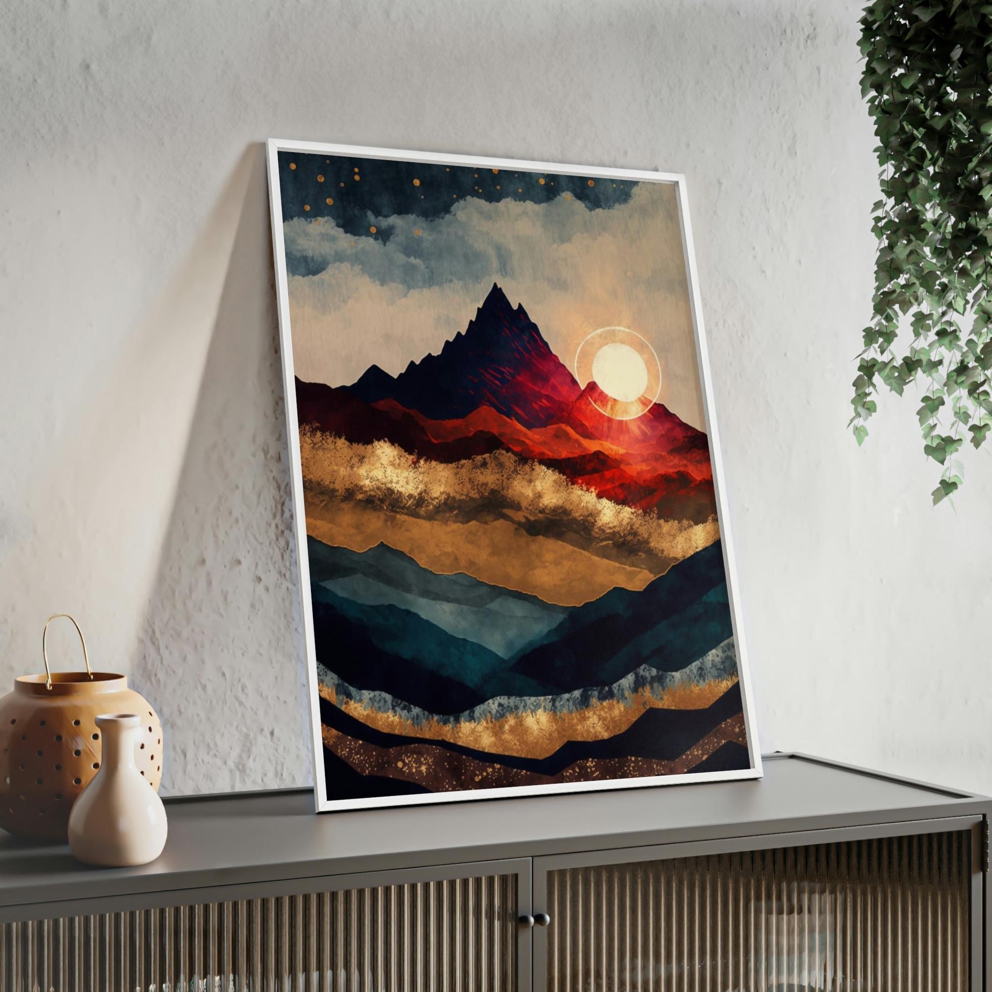 Abstract Landscape Luminous Vista: A Canvas Print of an Abstract Landscape at Sunset