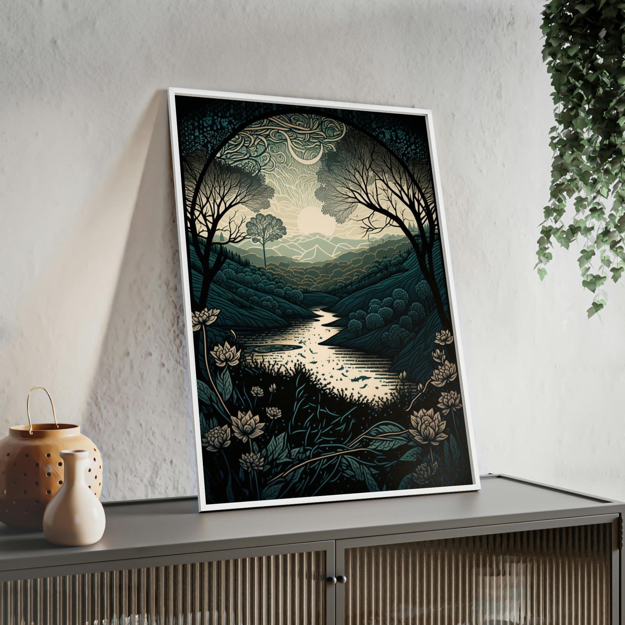 Abstract Line Art Minimalist Symmetry: Framed Canvas & Poster Art of an Abstract Composition