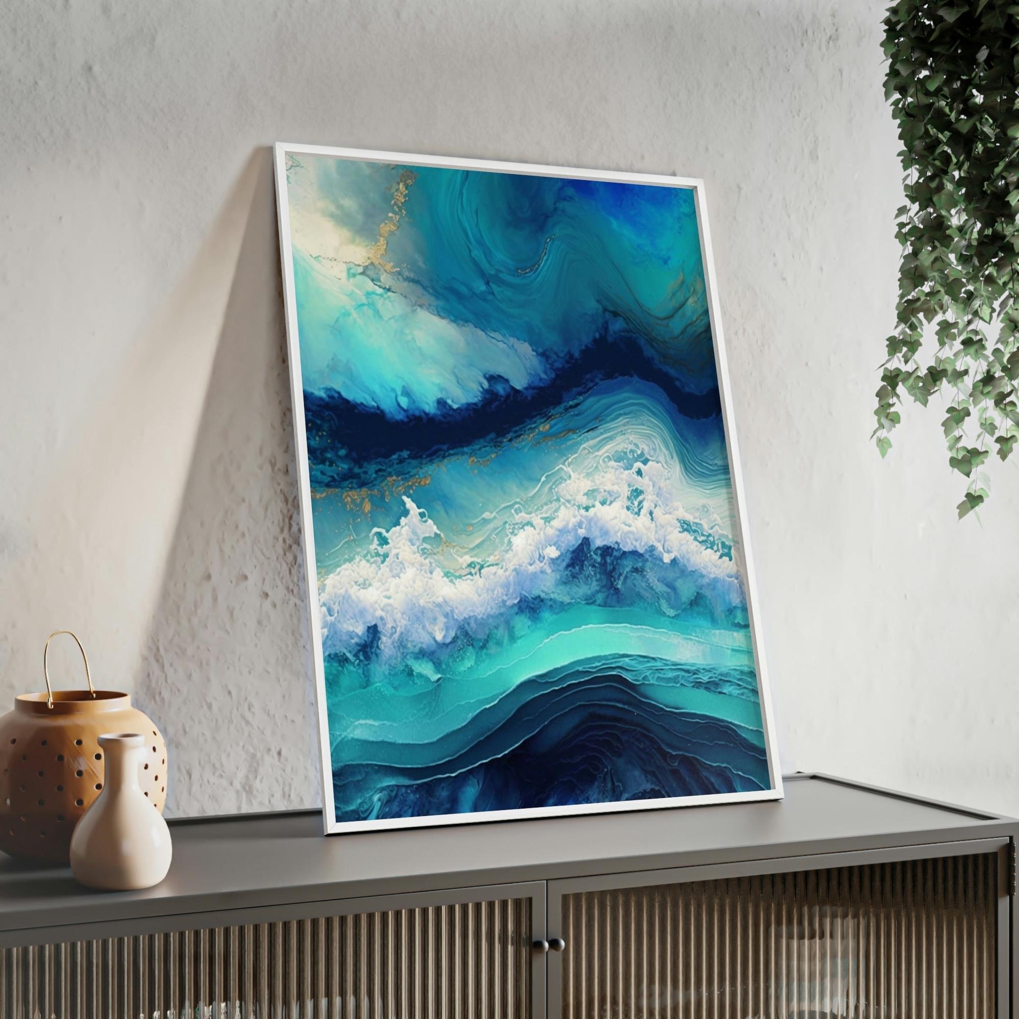 Abstract Ocean The Serenity of Waves: A Framed Canvas & Poster Artwork of an Ocean View