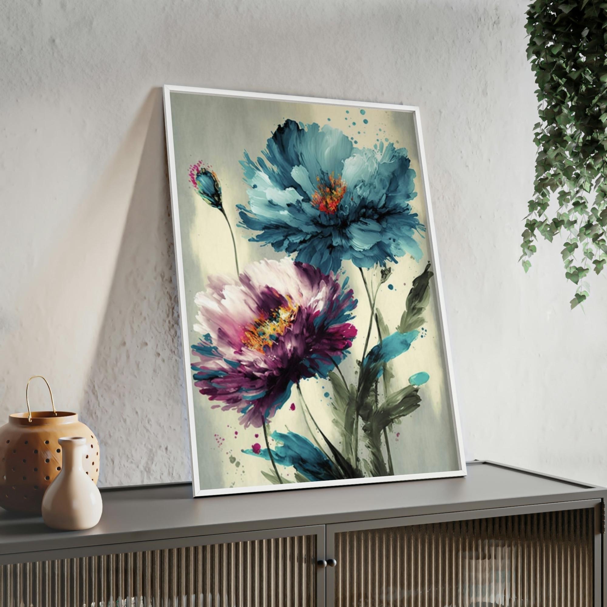 Abstract Flower Framed Canvas & Poster Print of Abstract Bouquets: A Symphony of Colors