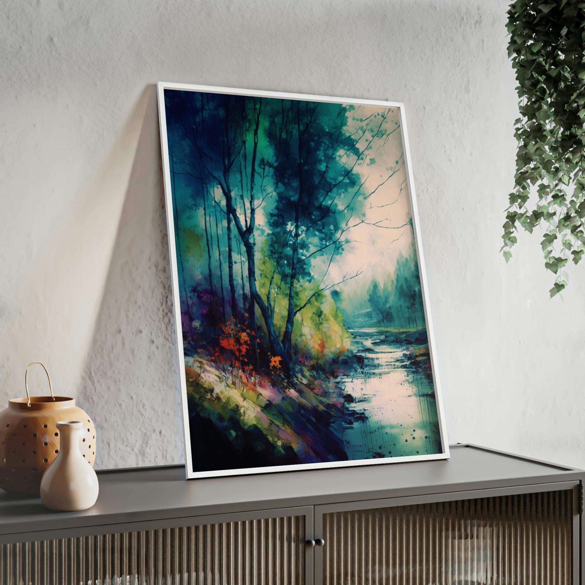 Abstract Landscape Luminous Serenity: A Framed Canvas & Poster Artwork of a Peaceful Abstract Landscape