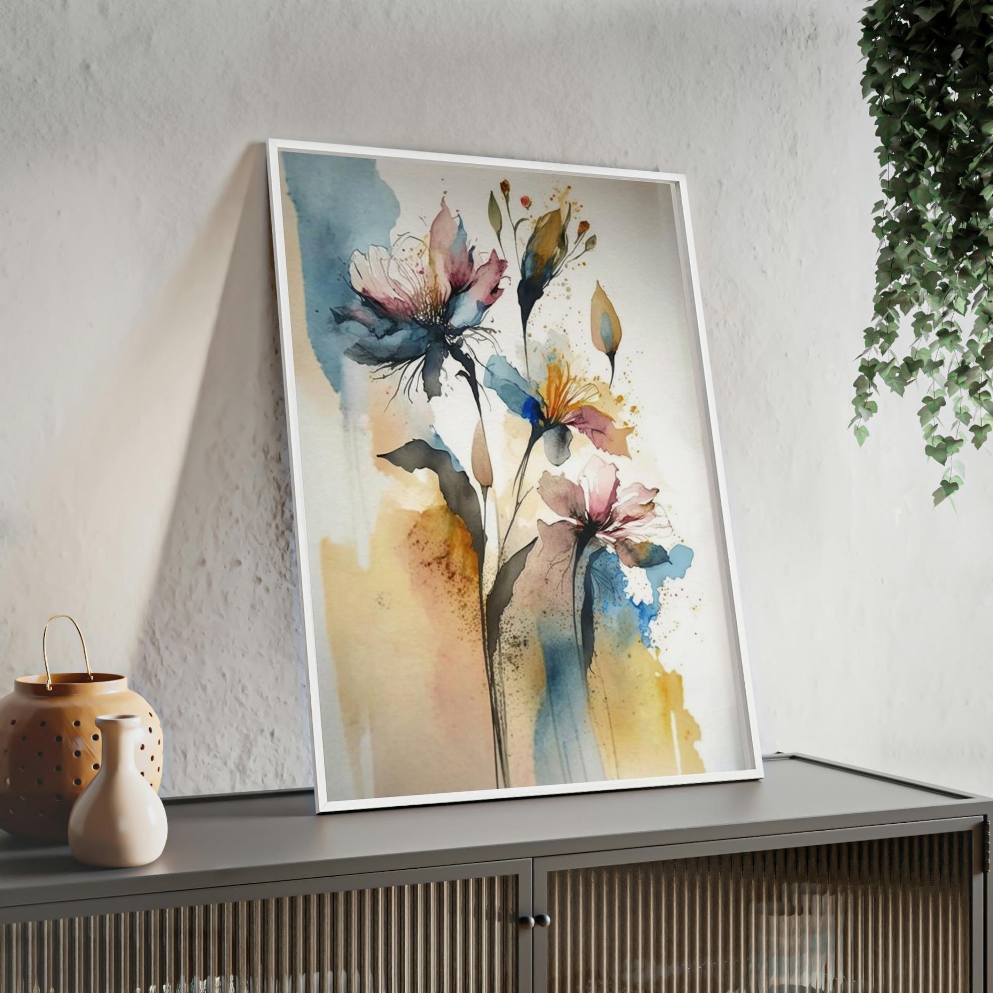 Abstract Floral Framed Poster & Canvas of Abstract Flowers: A World of Delight