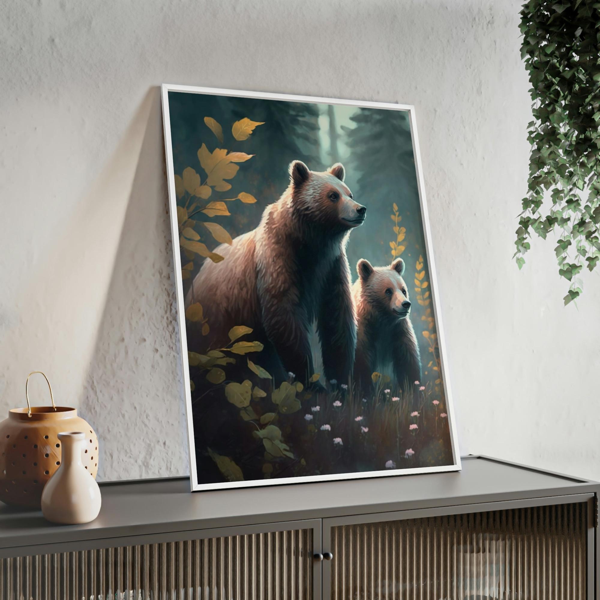 Bears Into the Wild: Natural Canvas Print of Two Brown Bears in the Forest