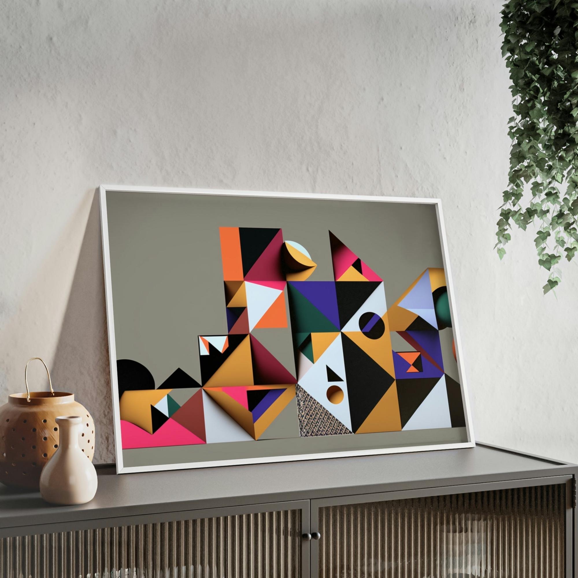 Abstract Geometric Framed Poster & Canvas of Abstract Symmetry: A Kaleidoscope of Colors