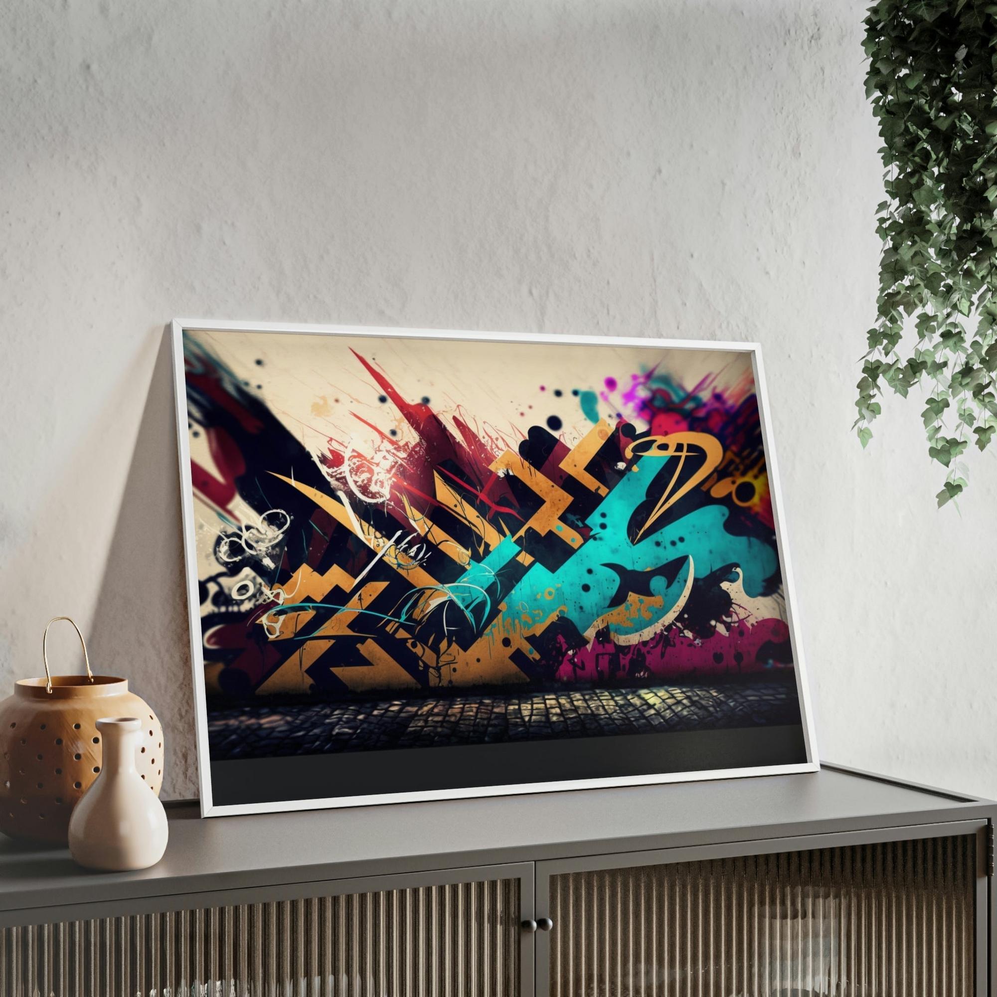 Abstract Graffiti Framed Canvas & Poster Print of Graffiti Art: A Burst of Energy