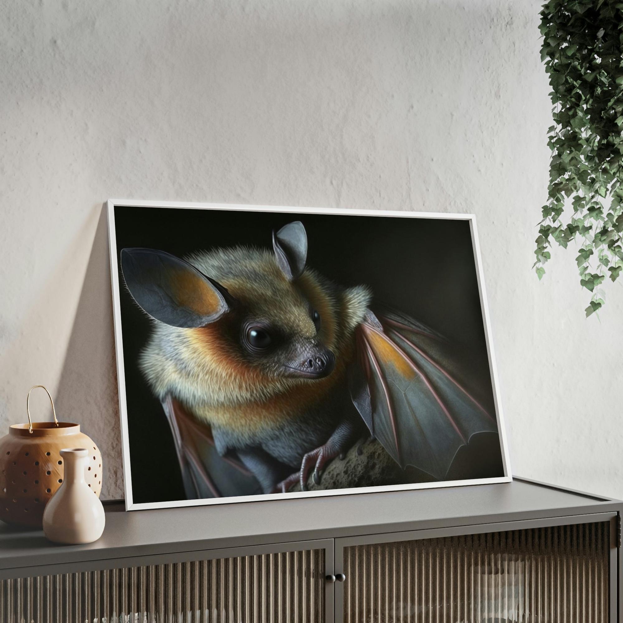 Bats The Elusive Hunter: Framed Canvas & Poster Print of a Bat in Action