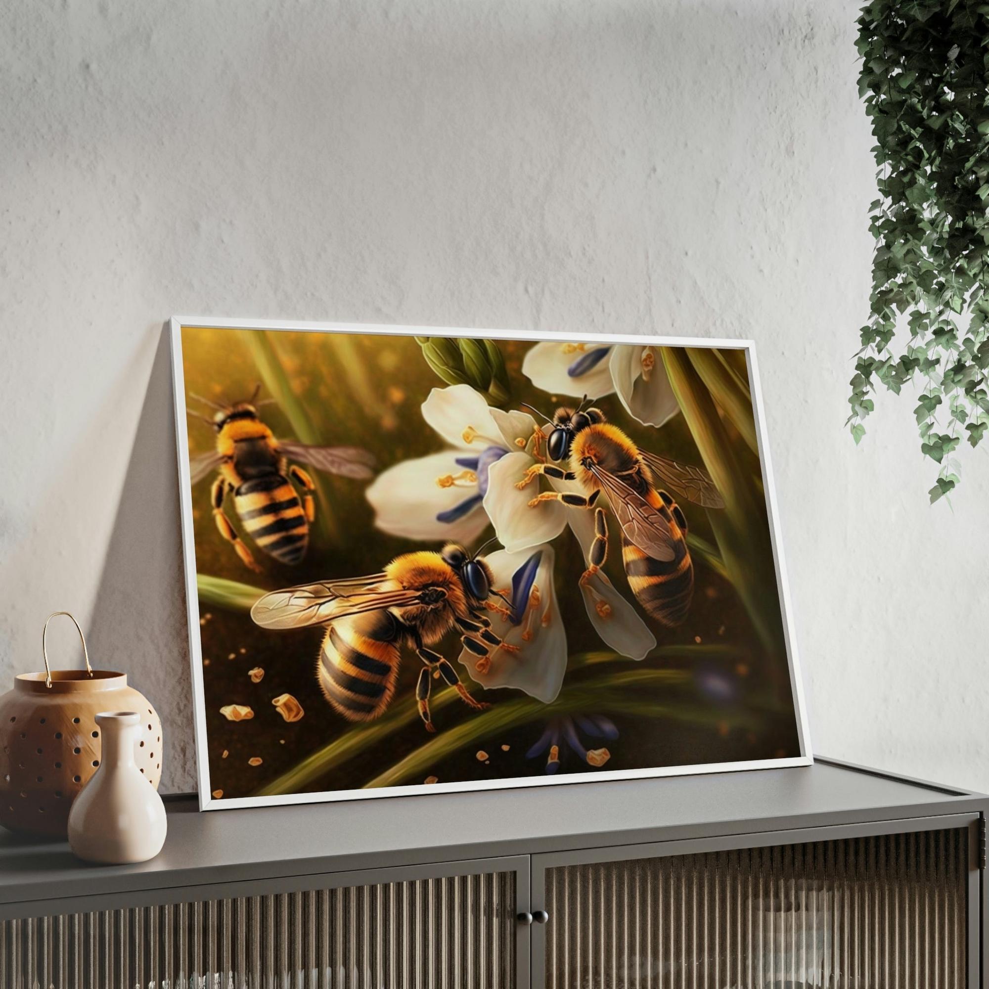 Bees The Buzzing Life: A Wall Art Canvas & Poster of Bees in Motion