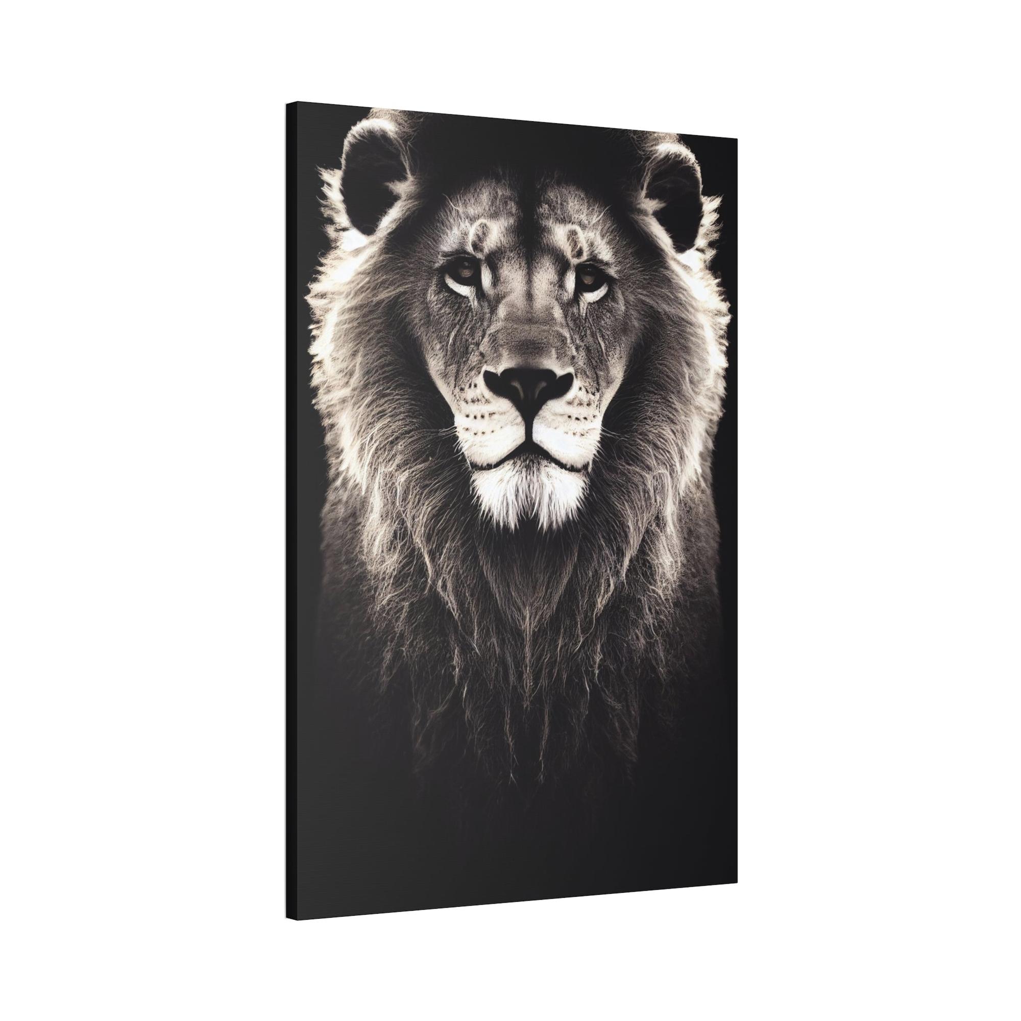 Lions African Majesty: Wall Art of a Regal Lion on Natural Canvas