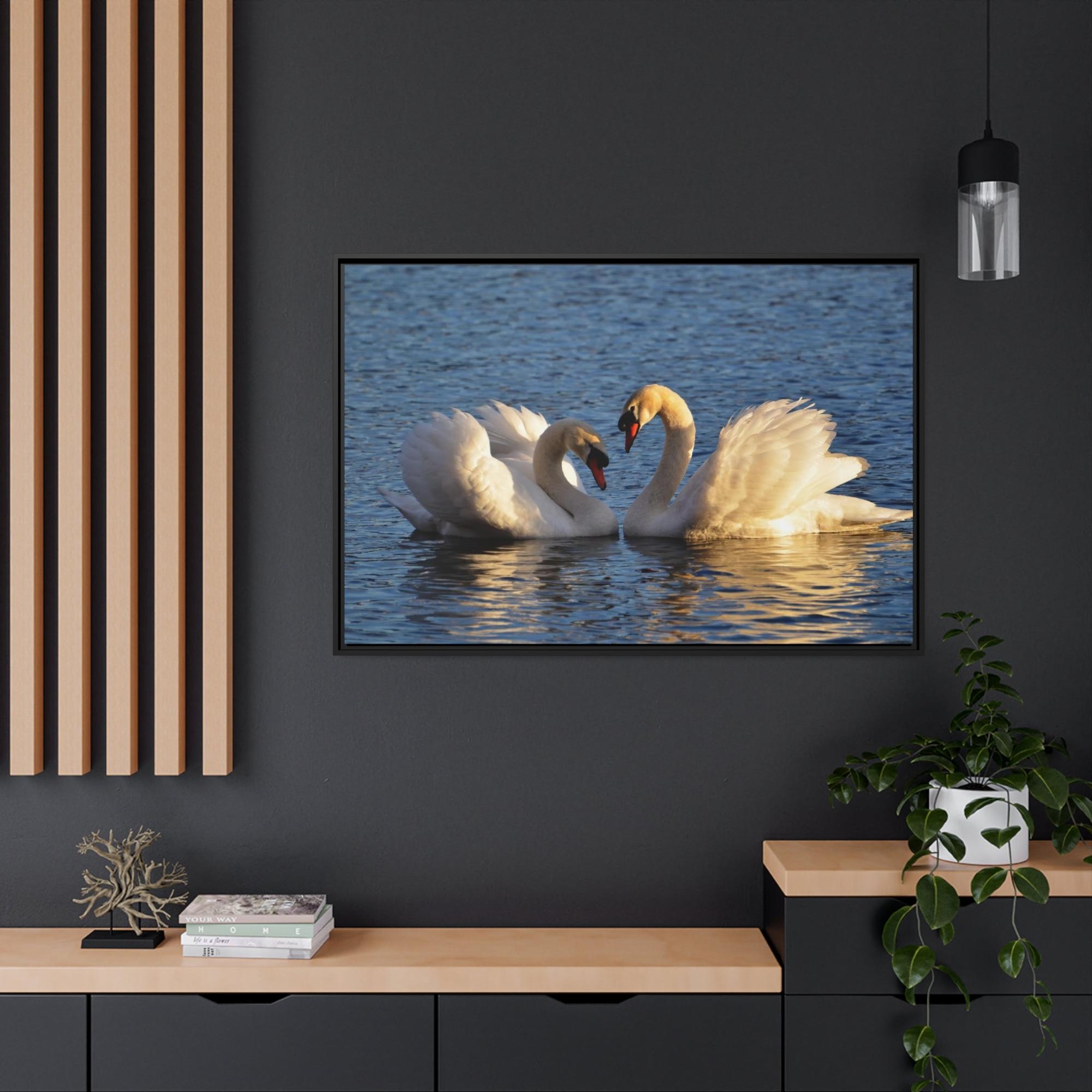 Swans Majestic Beauty: Canvas Wall Art Displaying the Grace and Strength of Swans