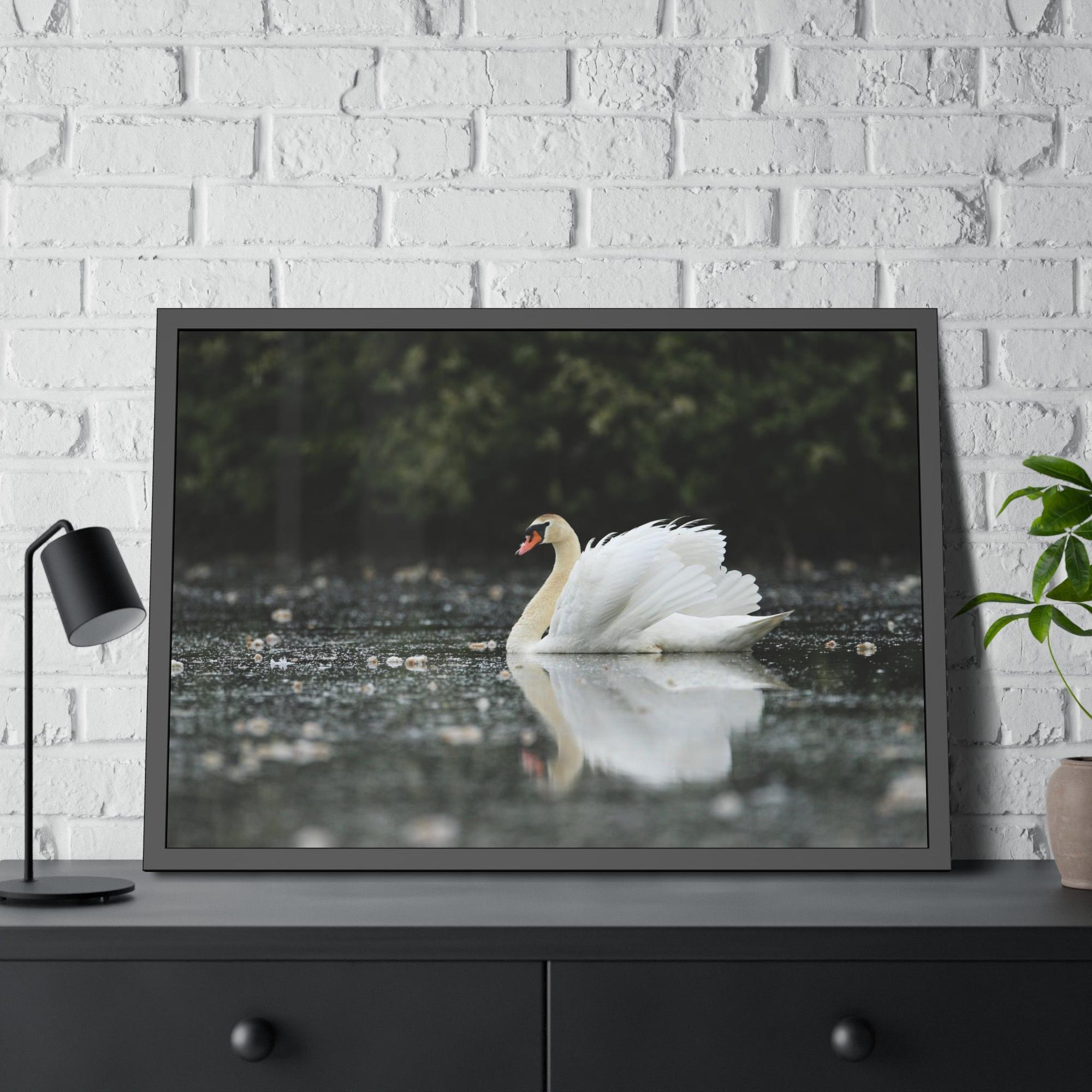 Swans Swan Lake Dreams: Natural Canvas Print of Beautiful Swan in a Dreamy Landscape