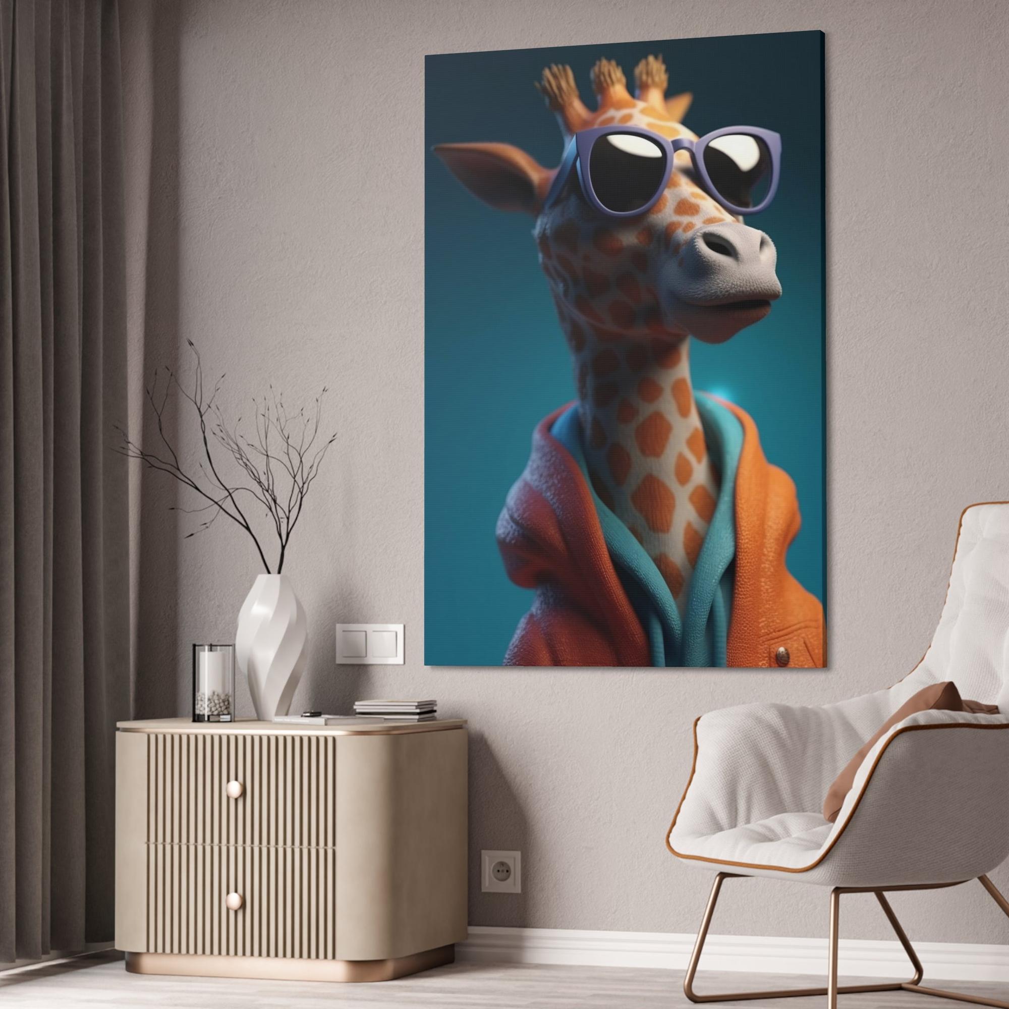 Giraffes The Art of Observation: A Stunning Artistic Rendering of a Giraffe in Profile on Canvas & Poster