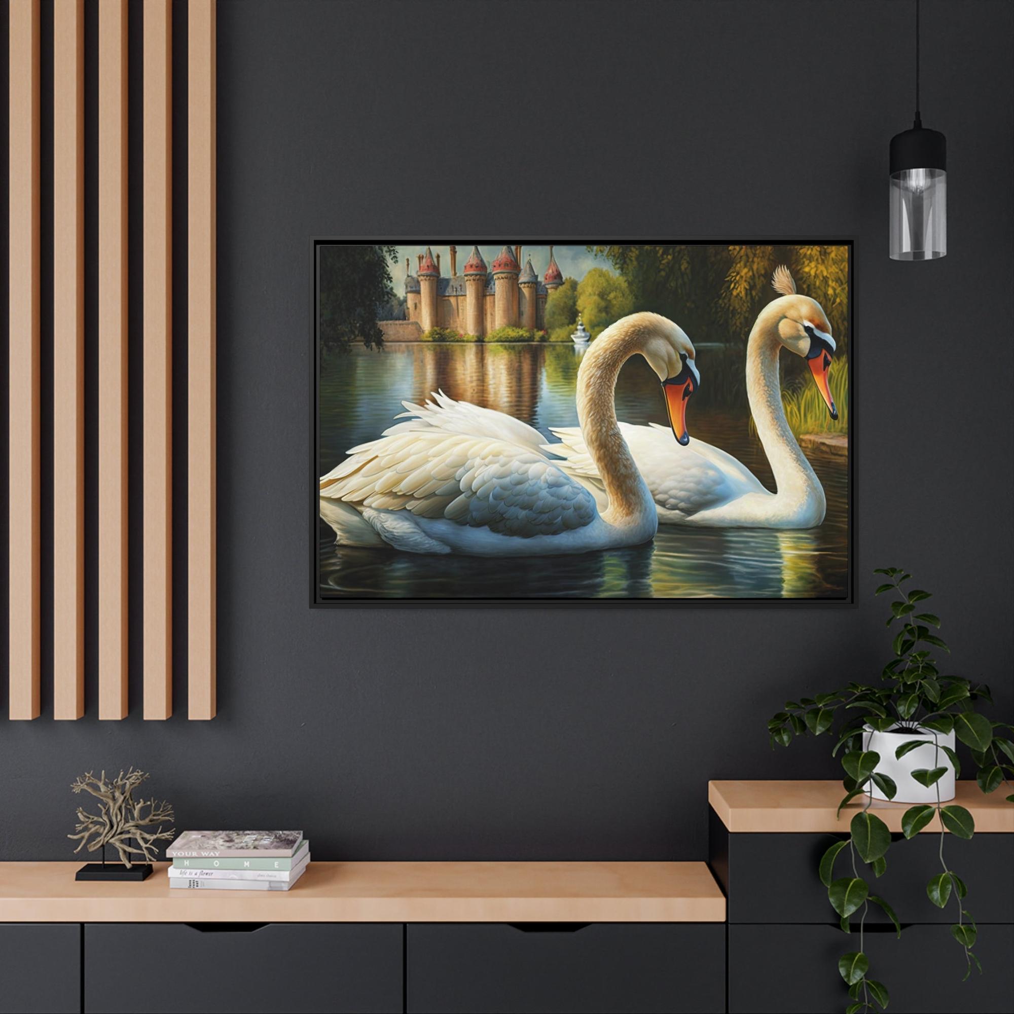 undefined Swan Symphony: Framed Canvas Print of These Beautiful Birds in Harmony