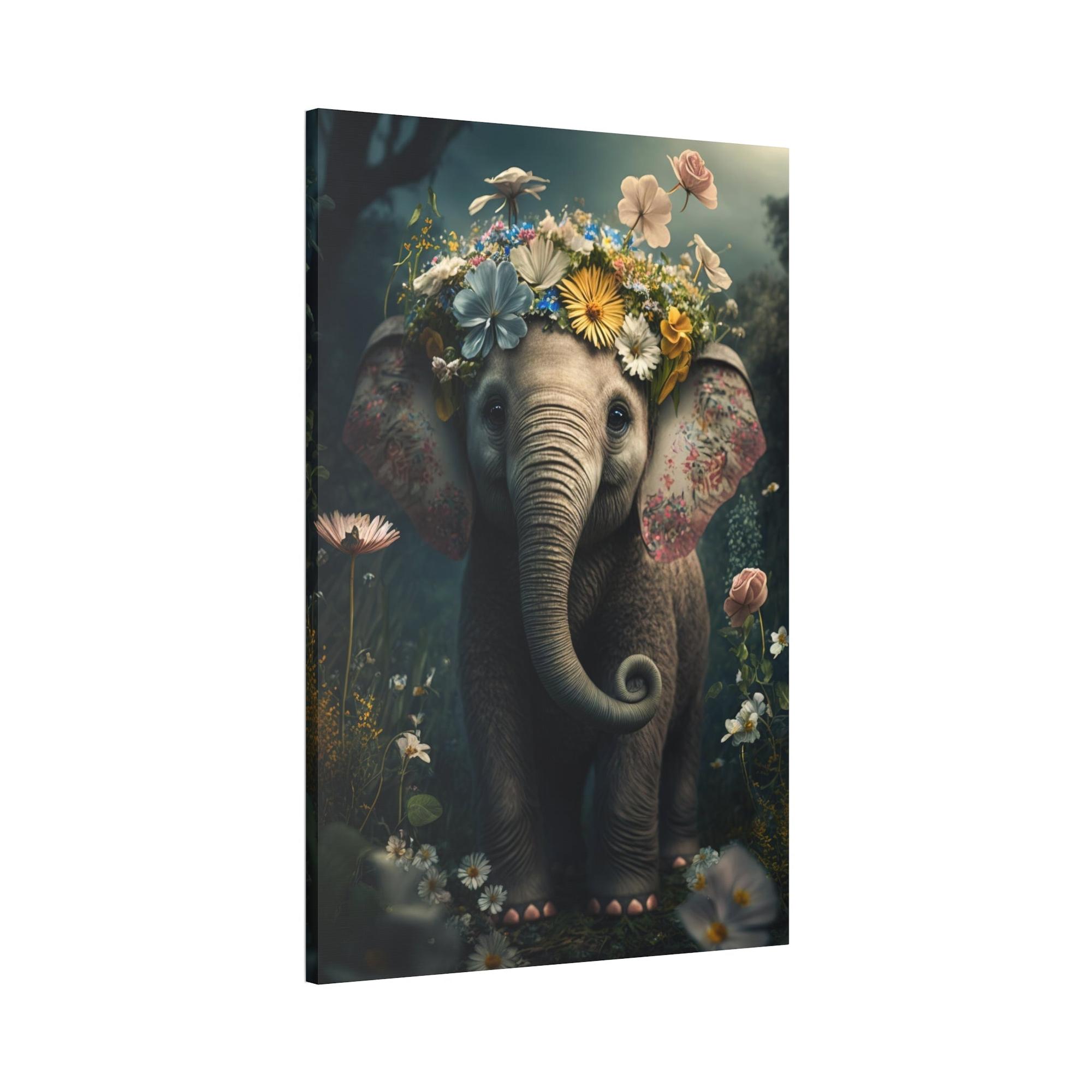 undefined Jungle Majesty: Canvas Print of Elephants and Exotic Plants