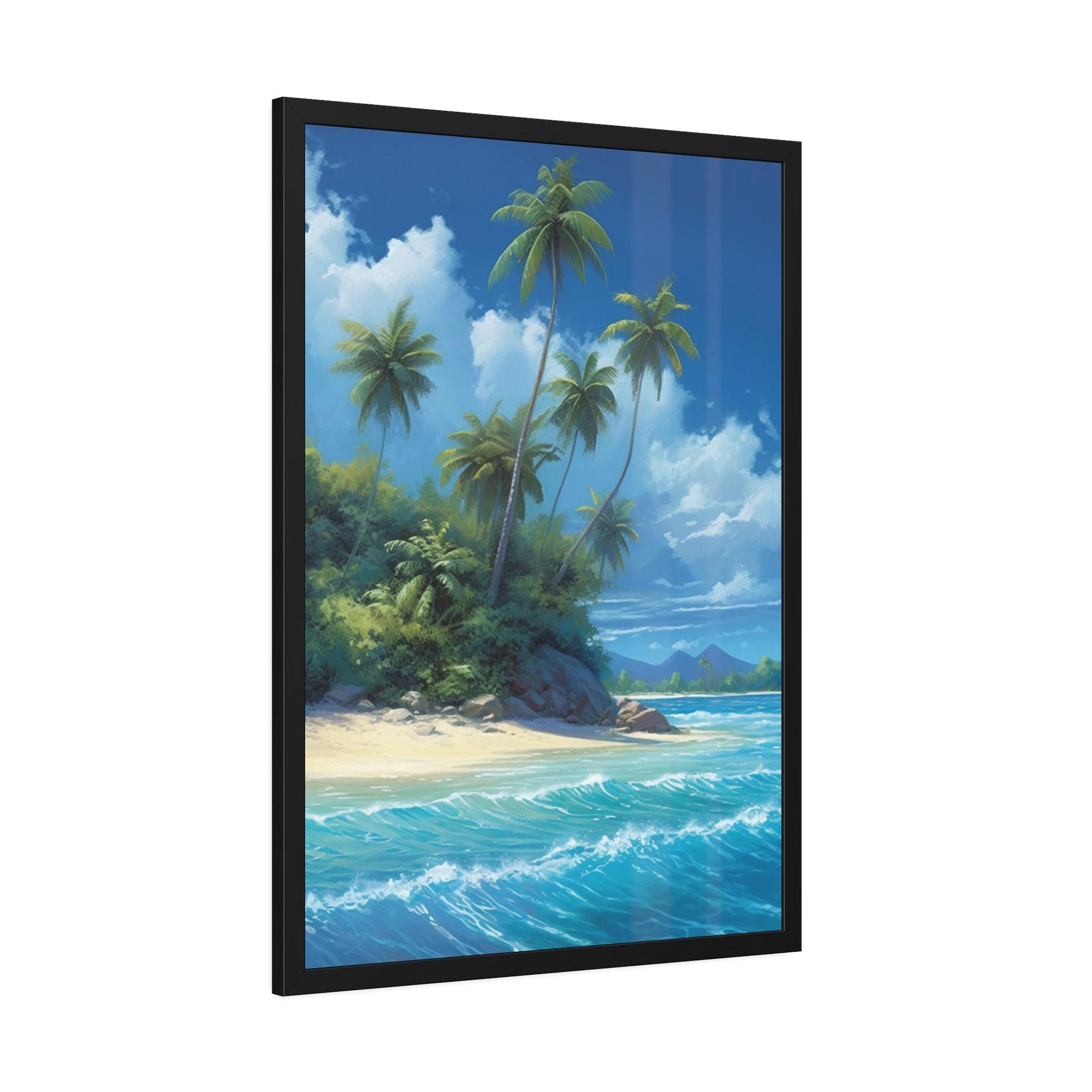 Island Beach Oceanic Wonders: Canvas Print of a Majestic Beach on an Island