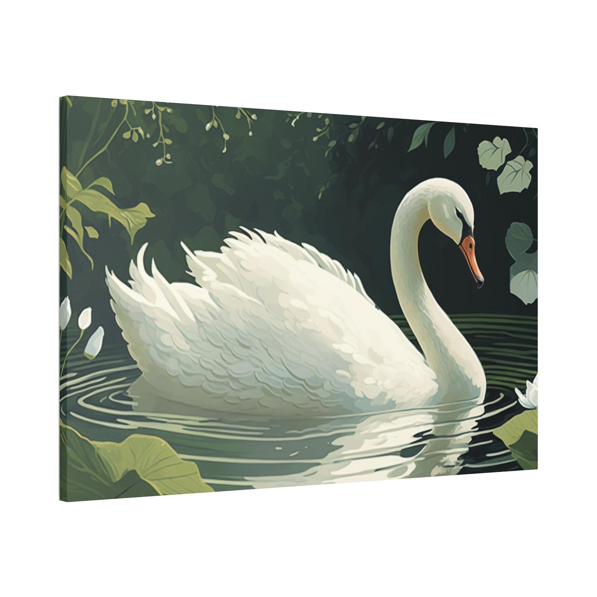 undefined Swan Lake Serenity: Natural Canvas Print of Beautiful Swan in Motion