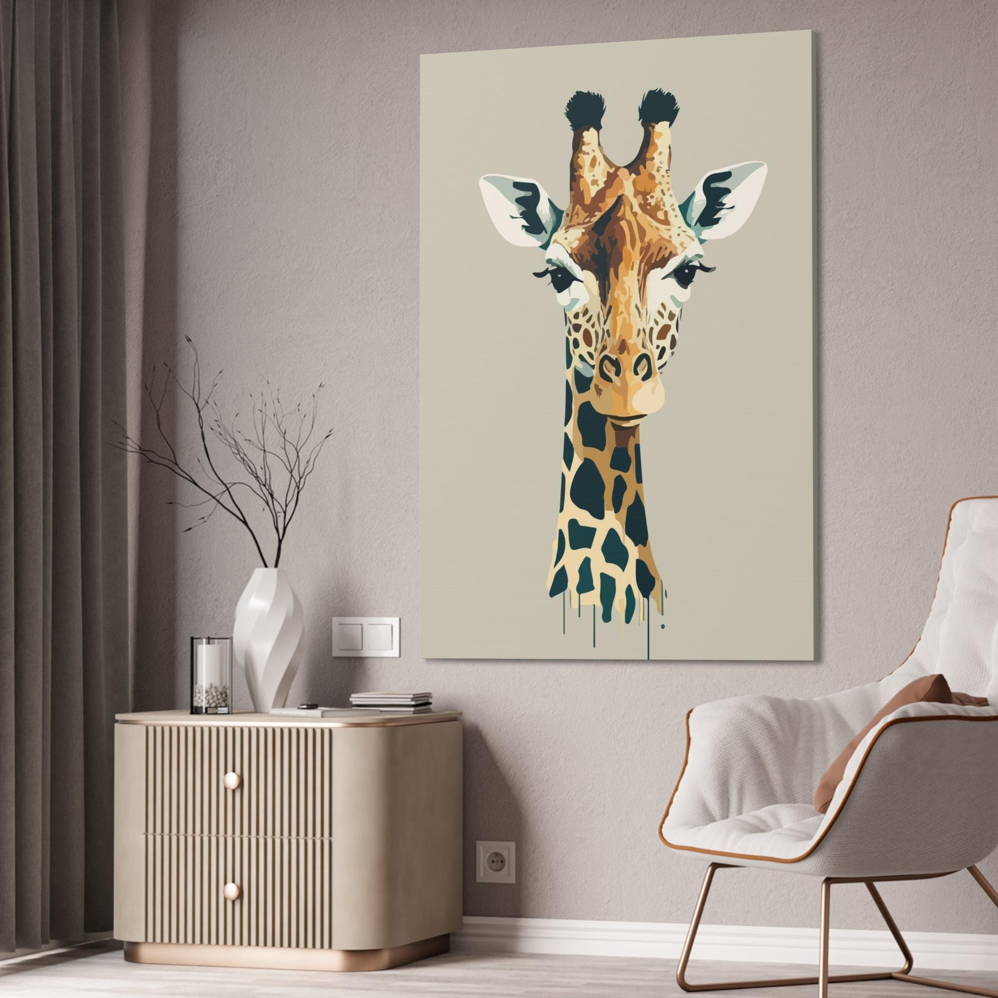Giraffes Graceful Giraffe: A Beautifully Rendered Artwork on Canvas & Poster