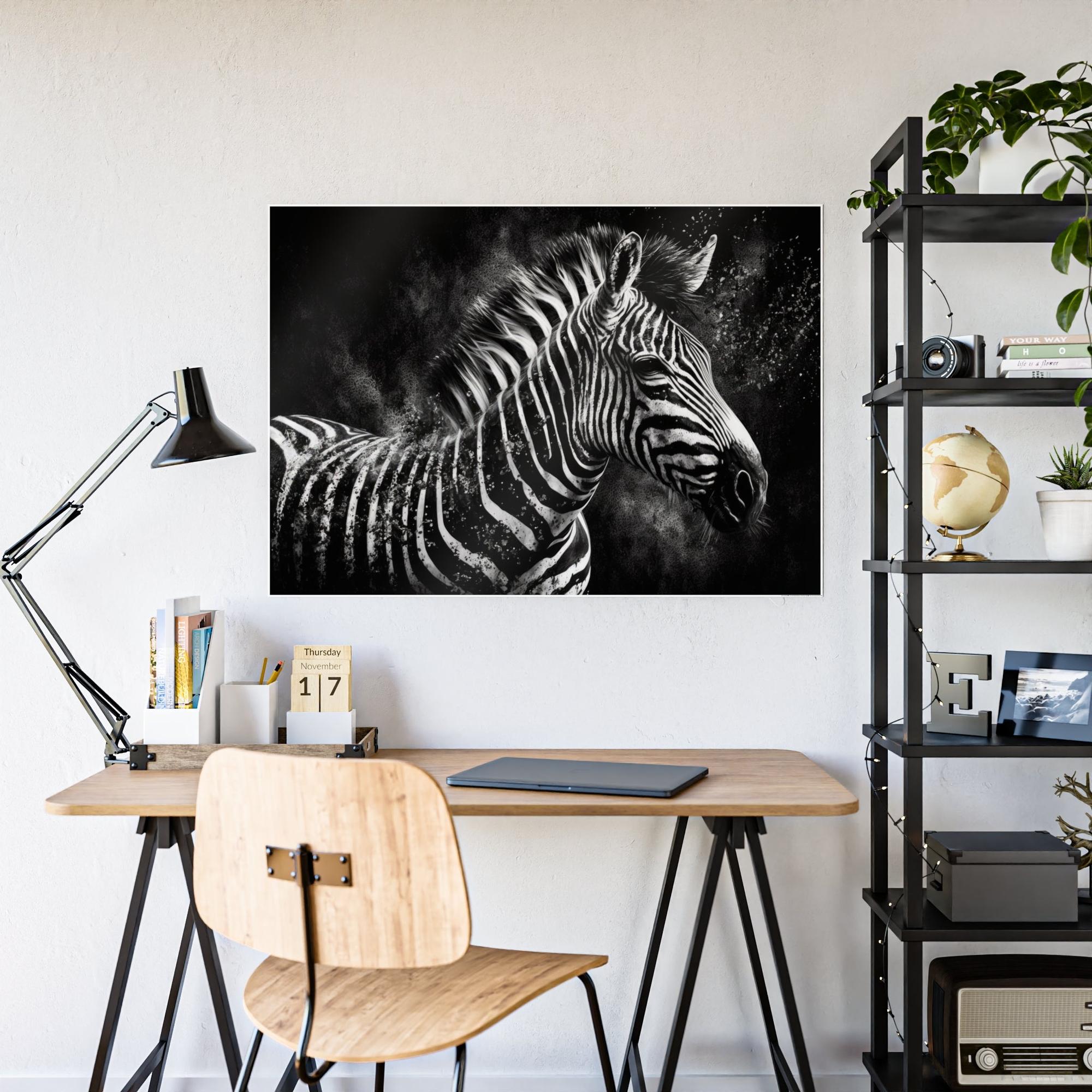 Zebras Black and White Elegance: Zebra Canvas & Poster Print Wall Art