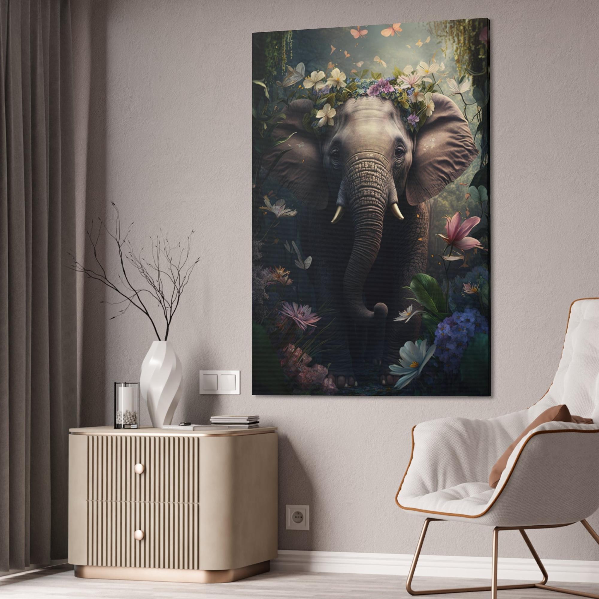 Elephants Elephant Dreams: Natural Canvas Print for Bedroom Decor