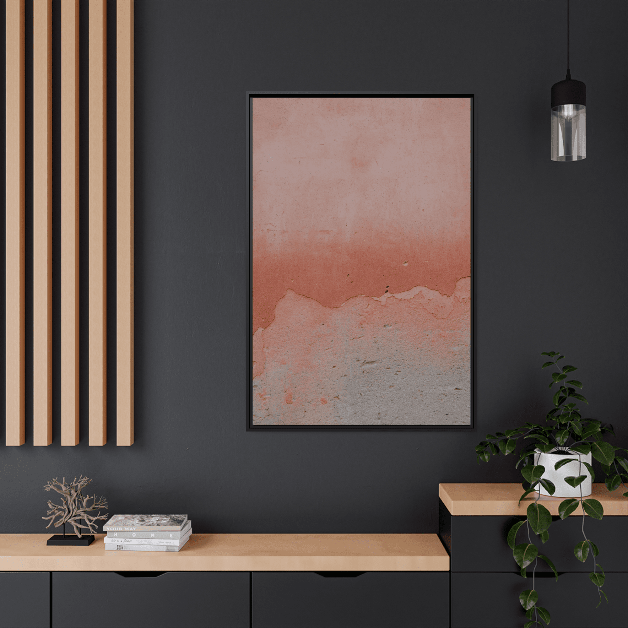 Abstract Minimalist Naturalistic Abstract Minimalist: Framed Canvas Print for Soothing Art
