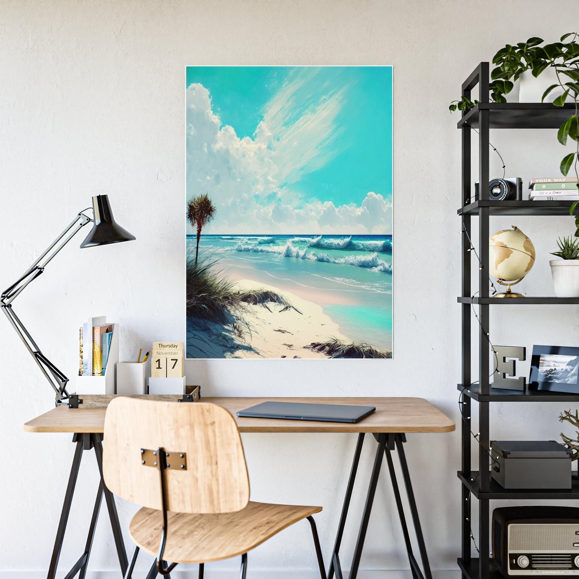 Island Beach Tropic Temptation: Poster of an Enchanting Island Beach on High-Quality Print