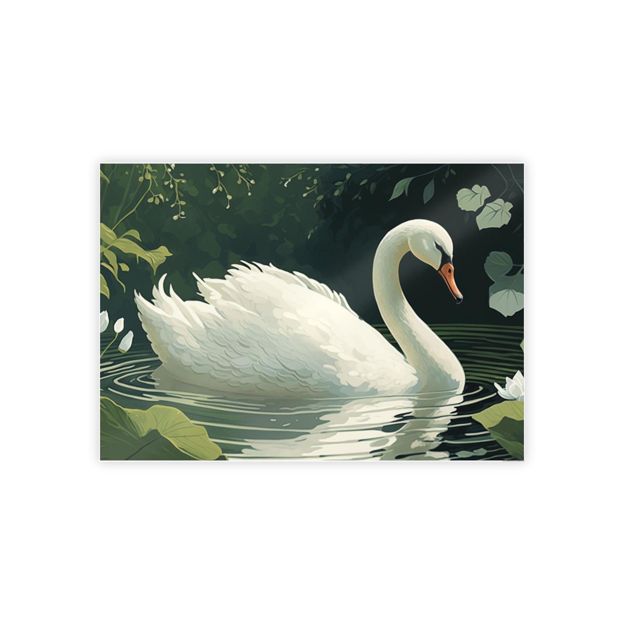 Swans Swan Lake Serenity: Natural Canvas Print of Beautiful Swan in Motion