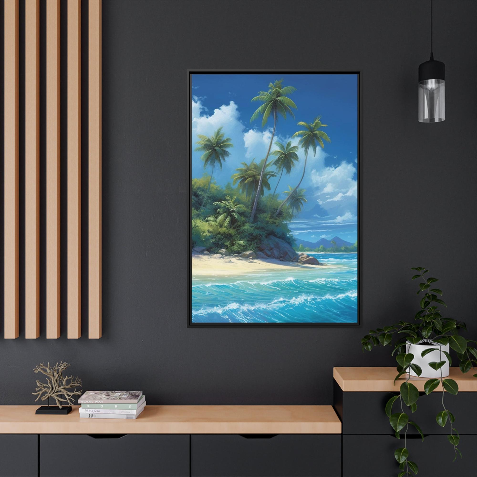 Island Beach Oceanic Wonders: Canvas Print of a Majestic Beach on an Island