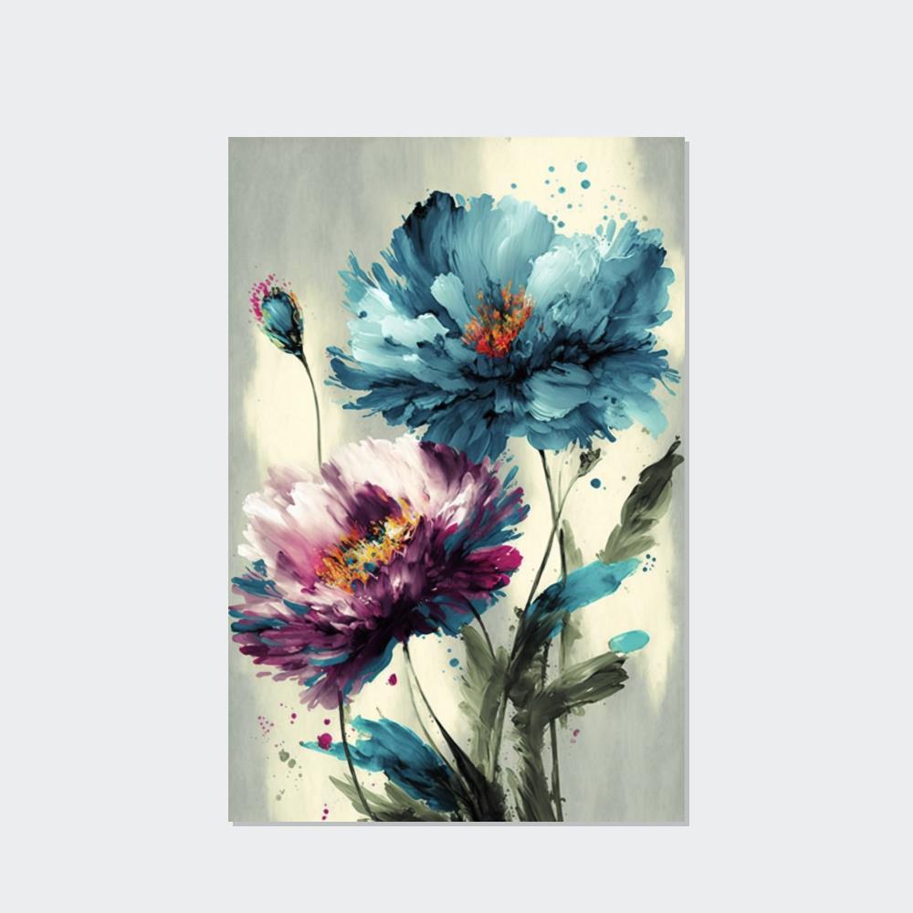 Abstract Flower Framed Canvas & Poster Print of Abstract Bouquets: A Symphony of Colors