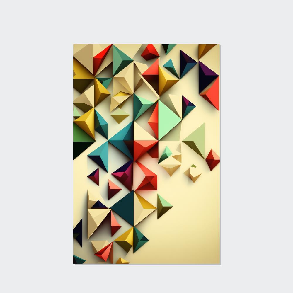 Abstract Geometric Framed Canvas & Poster Print of Geometric Artwork: A Fusion of Shapes