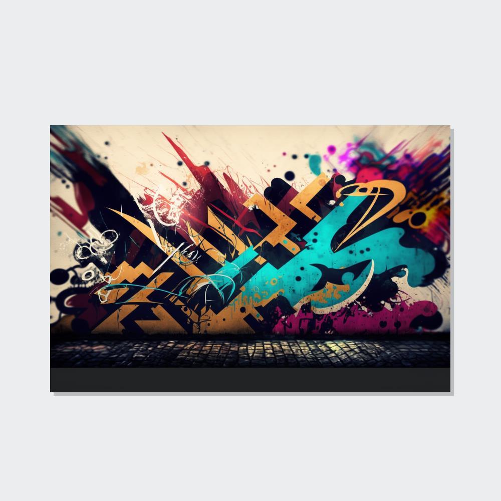 Abstract Graffiti Framed Canvas & Poster Print of Graffiti Art: A Burst of Energy