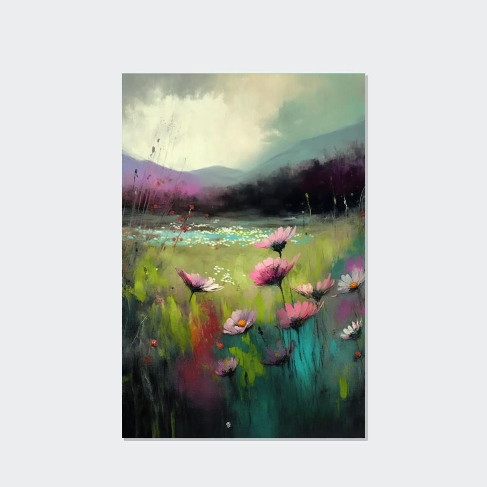 Abstract Landscape Chromatic Abstraction: A Framed Canvas & Poster Artwork of a Vibrant Landscape