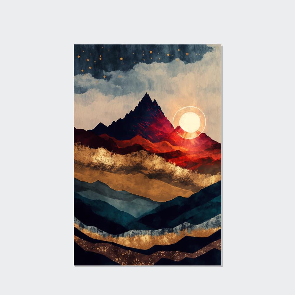 Abstract Landscape Luminous Vista: A Canvas Print of an Abstract Landscape at Sunset