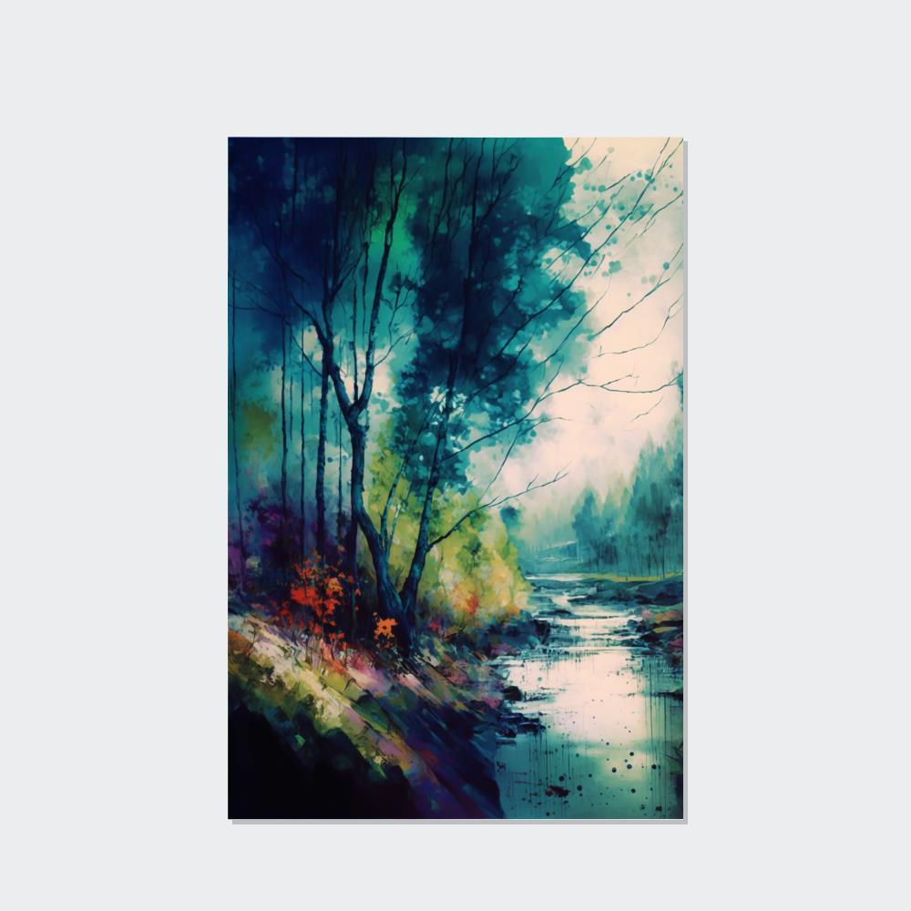 Abstract Landscape Luminous Serenity: A Framed Canvas & Poster Artwork of a Peaceful Abstract Landscape