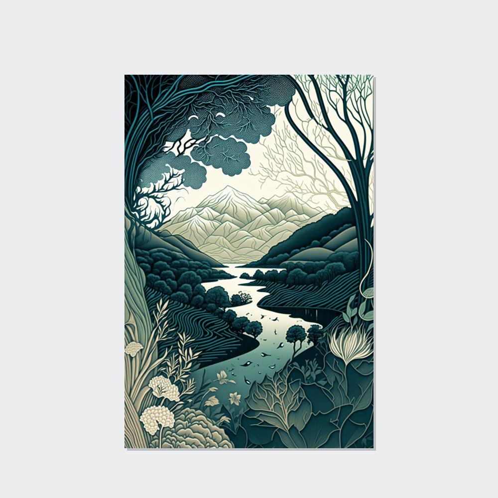 Abstract Line Art Fluid Lines: A Framed Canvas & Poster Artwork of an Abstract Flowing Design