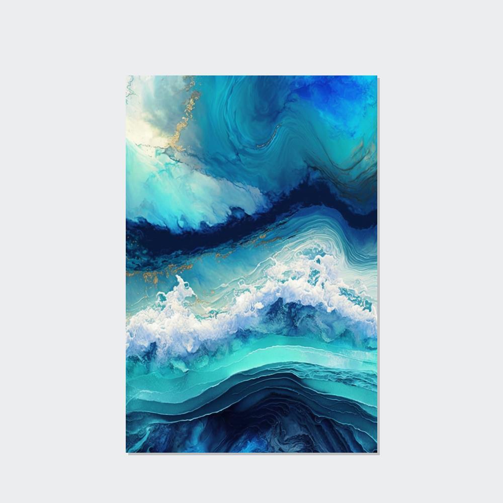 Abstract Ocean The Serenity of Waves: A Framed Canvas & Poster Artwork of an Ocean View