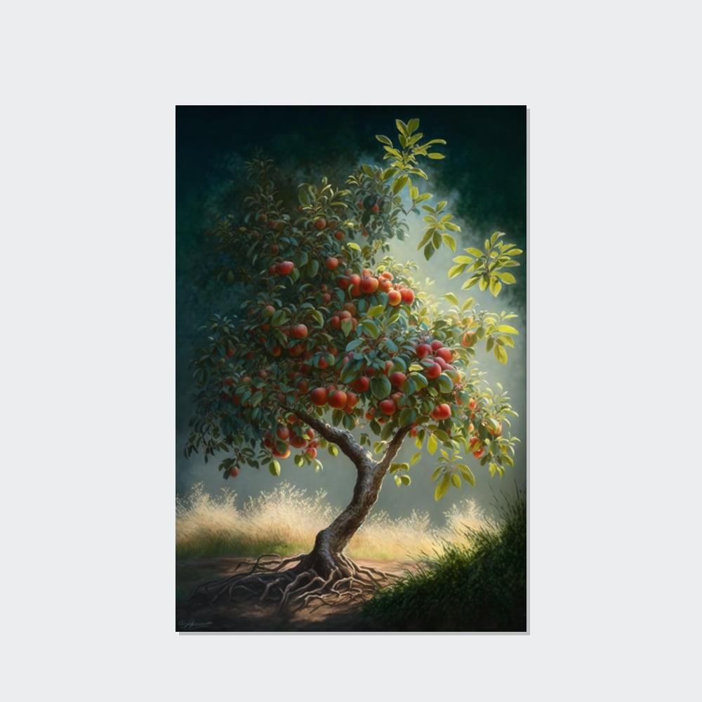 Apple Trees Apple Trees in the Meadow: Canvas Wall Art Print on Canvas of Rural Scenery