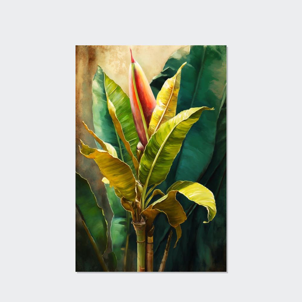 Banana Trees Tropical Escape: Print on Canvas of Exotic Banana Trees as Wall Art