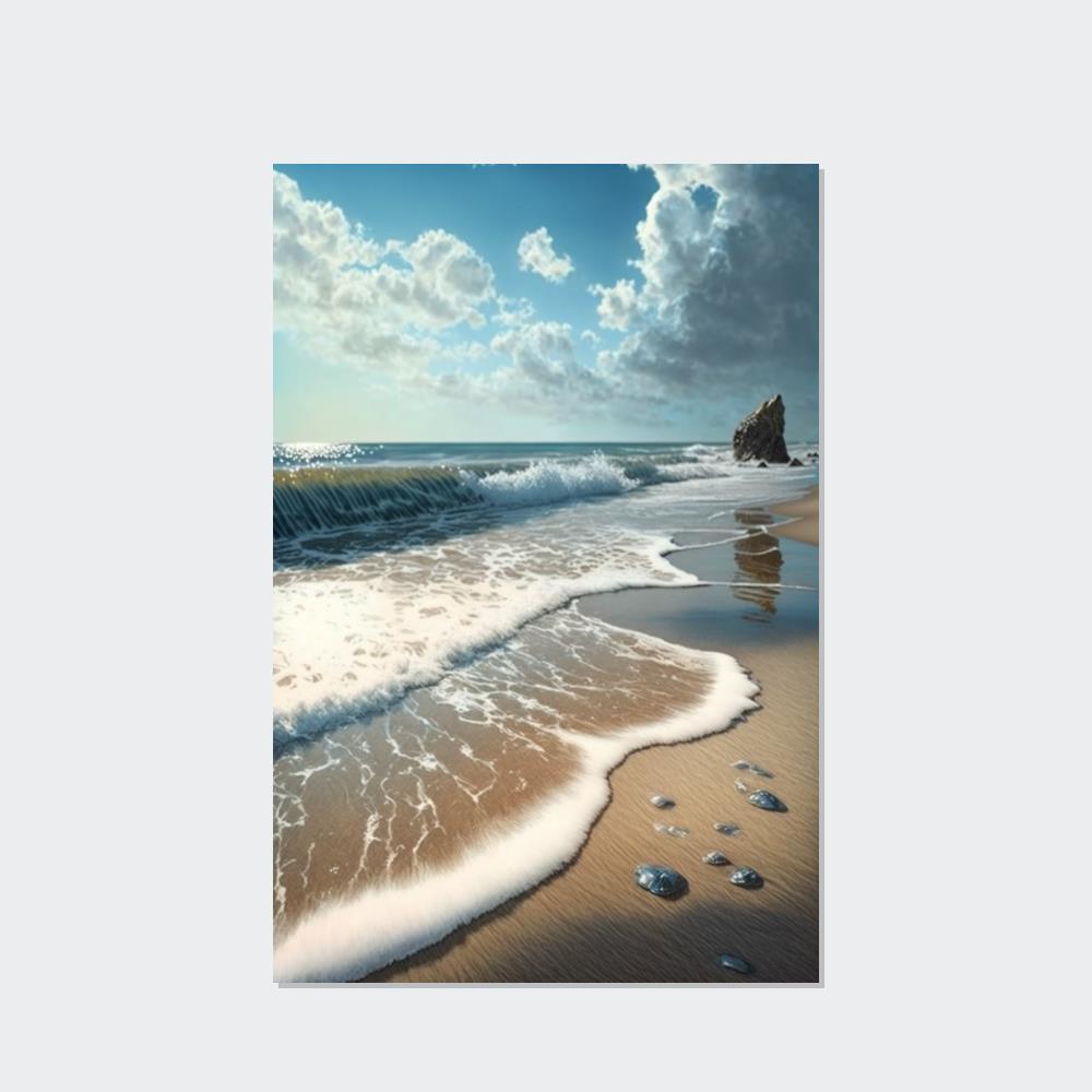 Beaches Seaside Escape: Artistic Framed Canvas & Poster Print of a Quiet Beach