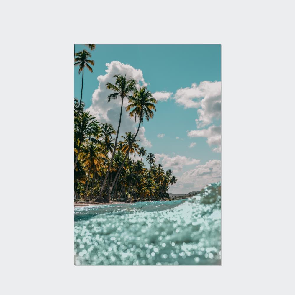 Beaches Tropical Retreat: Stunning Poster of a Sandy Beach with Palm Trees