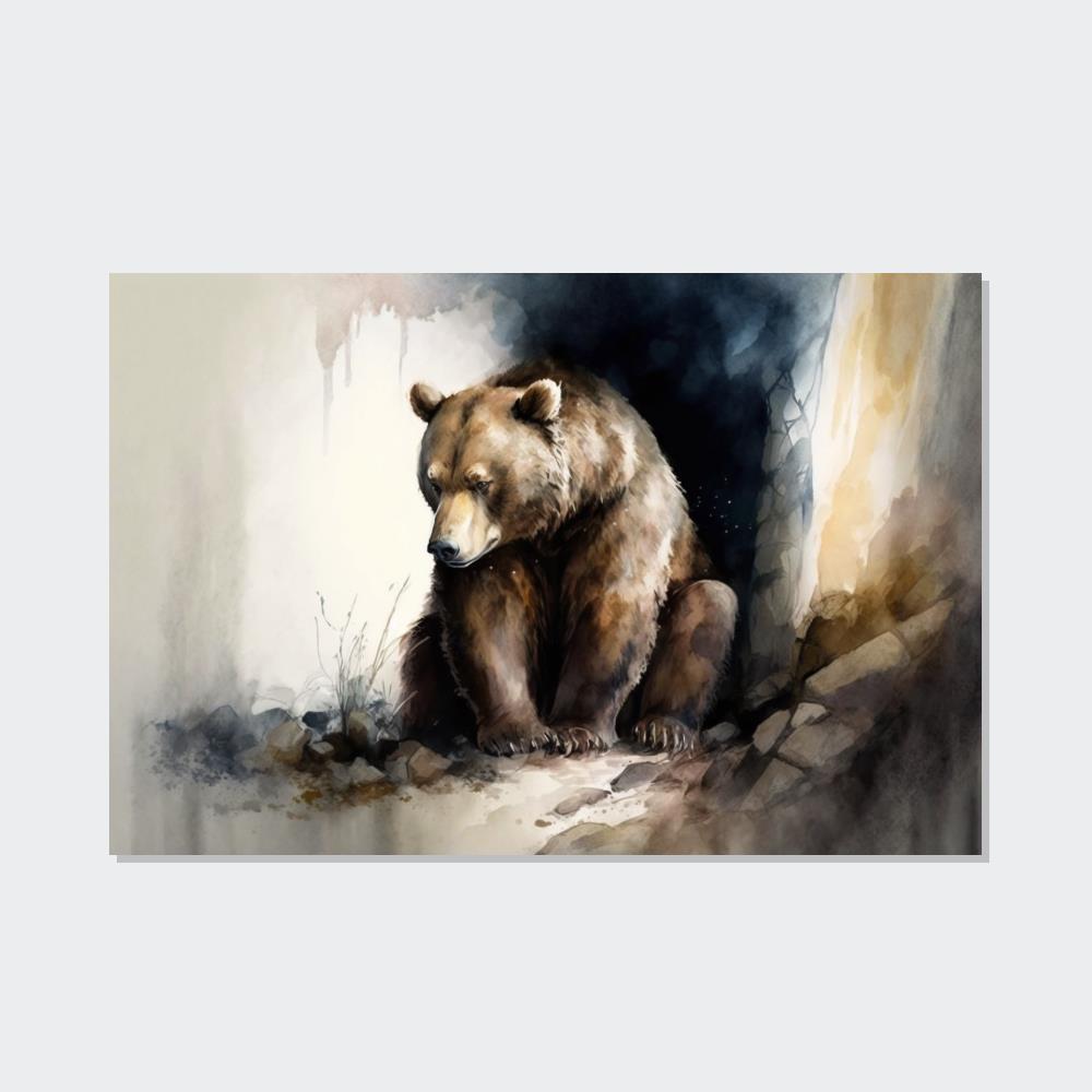 Bears The Watchful Eye: Natural Canvas & Poster Print of a Grizzly Bear in the Wild