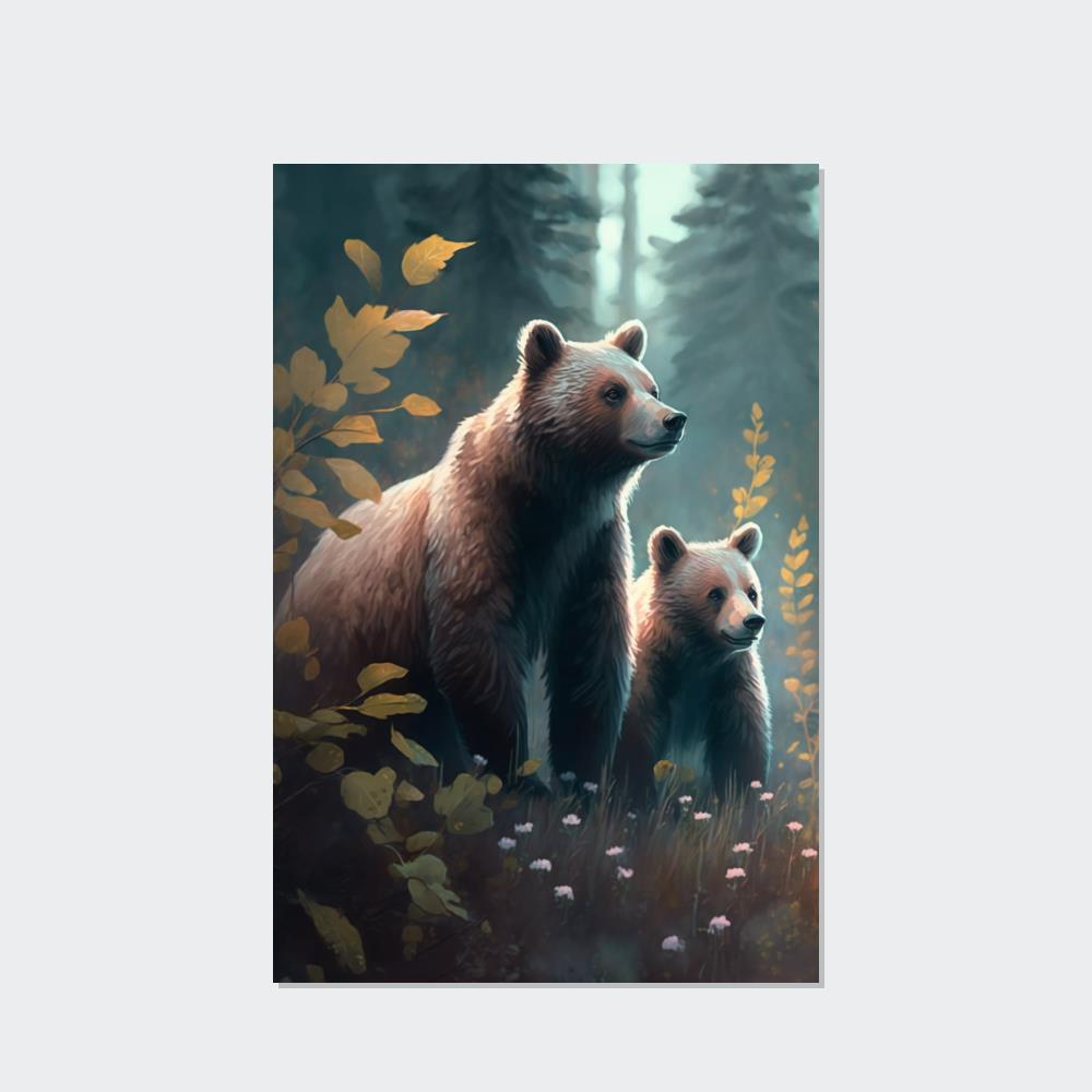 Bears Into the Wild: Natural Canvas Print of Two Brown Bears in the Forest
