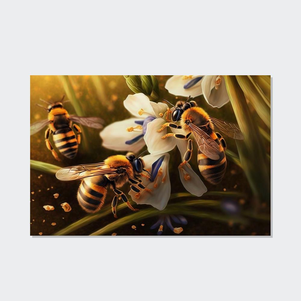 Bees The Buzzing Life: A Wall Art Canvas & Poster of Bees in Motion