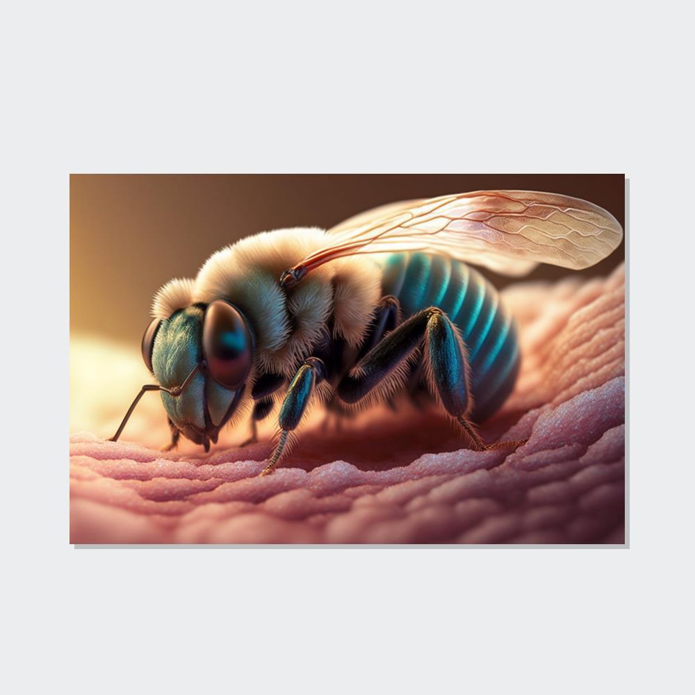 Bees The Art of Pollination: A Print on Canvas & Poster of a Bee and a Flower in Harmony